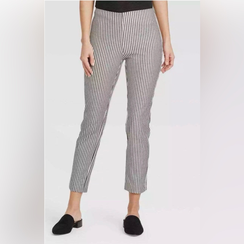 A New Day Striped Mid -Rise Skinny Ankle Pants